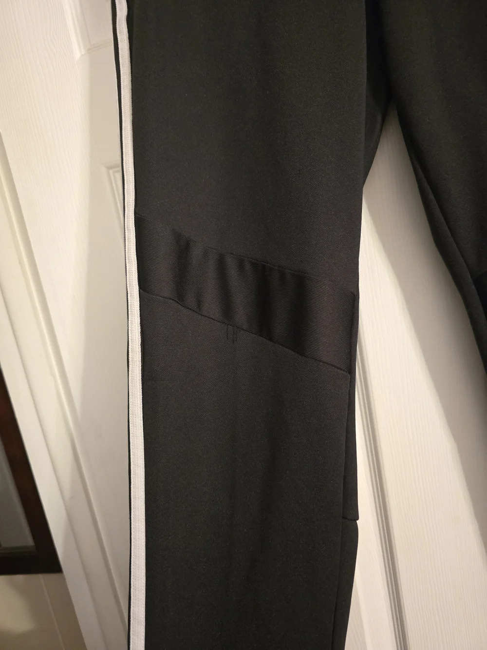 Adidas Mens Black Athletic Track Pants with White Side Stripes